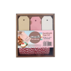 ETIQUETAS TAG EN KRAFT KIT CRAFTER INCLUYE HILO BLANCO/ROJO