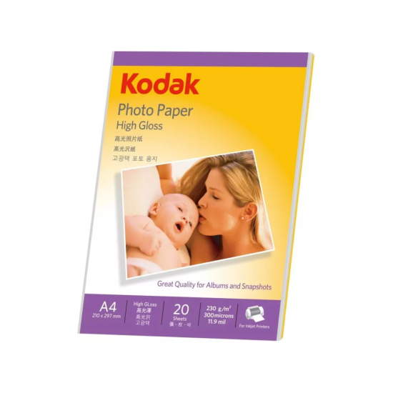 Papel Kodak Super Glossy Premium 230gr A4 20 hojas Inkjet
