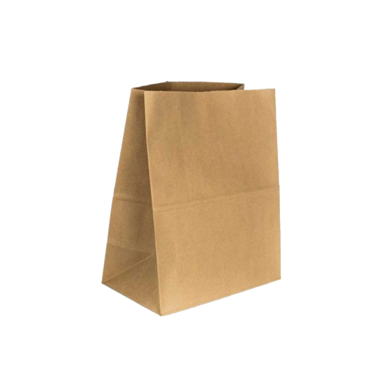 BOLSAS DE PAPEL KRAFT 50 UNI 28 X 14 CM CON BASE DE 9 CM
