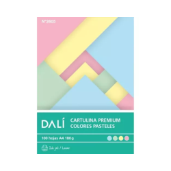 Cartulina Premium A4 Colores Pastel 180g X100 Hojas 