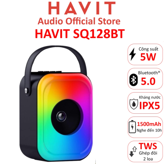 Parlante Havit Tipo Trolley Negro Full Screen Rgb SQ128BT