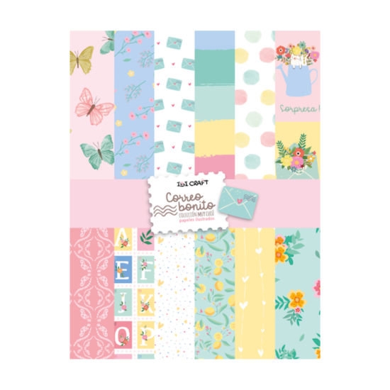 Block Papeles Ilustrados- X 24 H. Correo Bonito Ibi Craft
