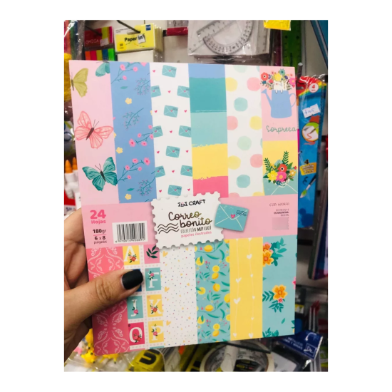 Block Papeles Ilustrados- X 24 H. Correo Bonito Ibi Craft