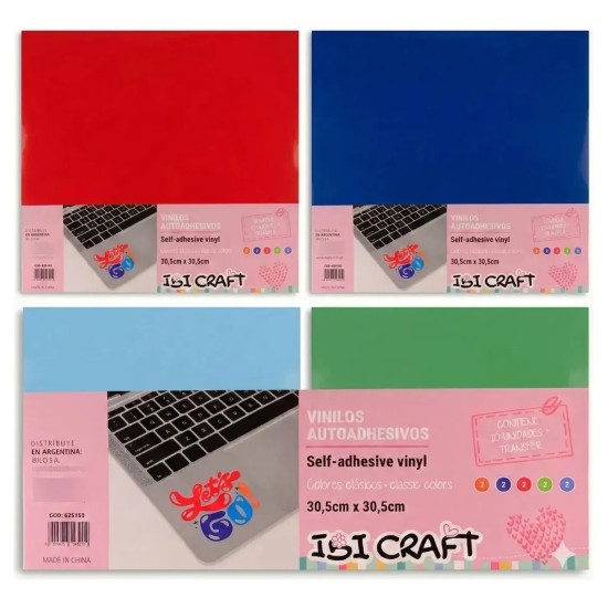 Vinilos Autoadhesivos Ibi Craft Pack 10 Hojas 30,5 x 30,5 cm para Plotter y Decoración
