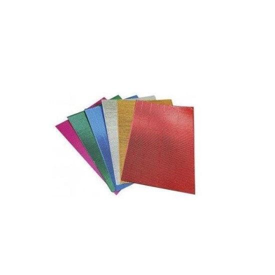 Carton Corrugado Metalizado Brillo A4 6 Unid colores Surtid