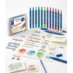 Caligrafia y Letras 12 Marcadores STAEDTLER Doble Punta de 2 y 3.5mm