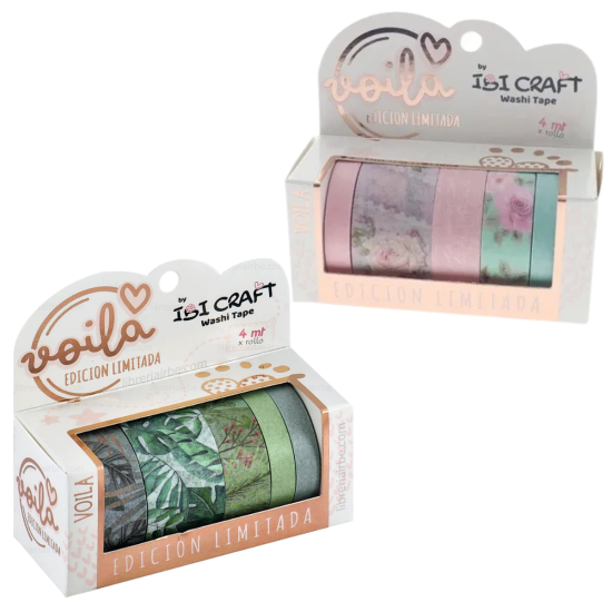 Cinta Adhesiva Washi Tape Ibi Craft Hojas Y Rosas Pack X5u