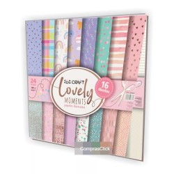 Papeles Ilustrados IBICRAFT LOVELY MOMENTS 180g 24 HOJAS 30x30cm 16 DISEÑOS