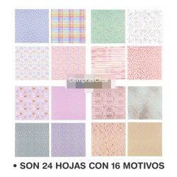 Papeles Ilustrados IBICRAFT LOVELY MOMENTS 180g 24 HOJAS 30x30cm 16 DISEÑOS