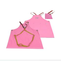 Delantal Ibi Craft Gabardina Rosa Tiradores De Cuero 72x70cm
