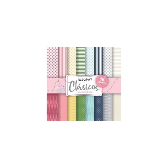 Papeles Ilustrados 24 Hojas Diseños Clasico 180gr 30x30