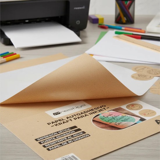 Papel Autoadhesivo Kraft Imprimible Resistente Al Agua A4