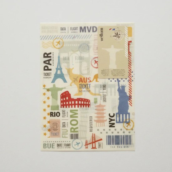 Papel Vegetal Ilustrado Travel 96gr 15x20cm Sobre 2 Hojas