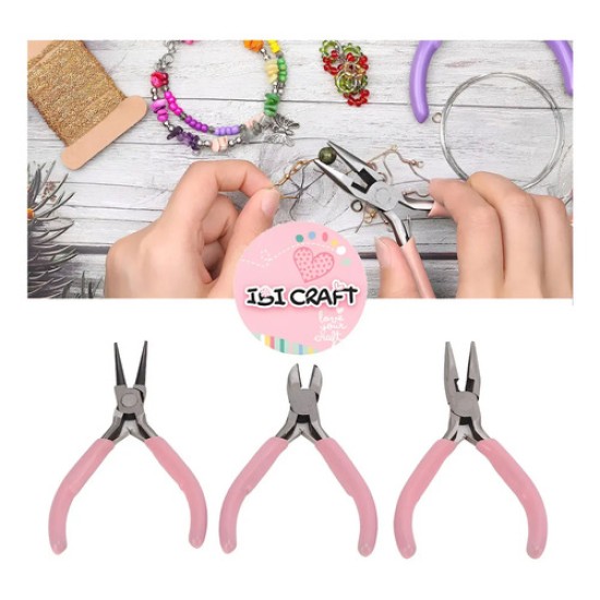 Set De 3 Pinzas Y Alicate Para Joyería Ibi Craft