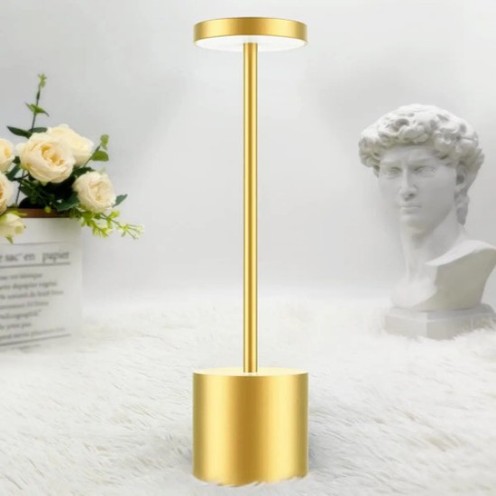 Lámpara De Mesa Led Recargable Dorada Everest 40cm