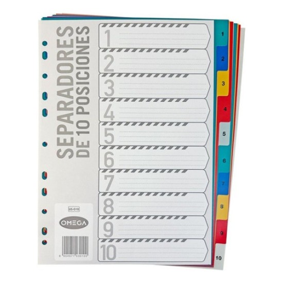 Separadores Para Bibliorato A4 10 Posiciones De Colores