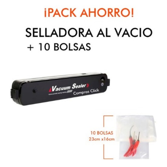 Selladora Al Vacio + 10 Bolsas Pack Ahorro Compras Click