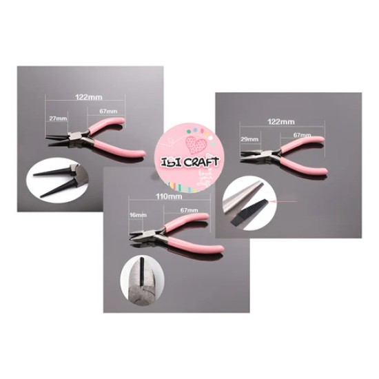 Set De 3 Pinzas Y Alicate Para Joyería Ibi Craft