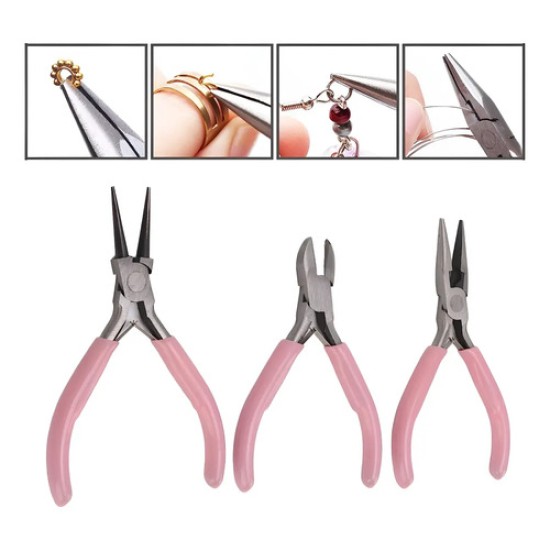Set De 3 Pinzas Y Alicate Para Joyería Ibi Craft