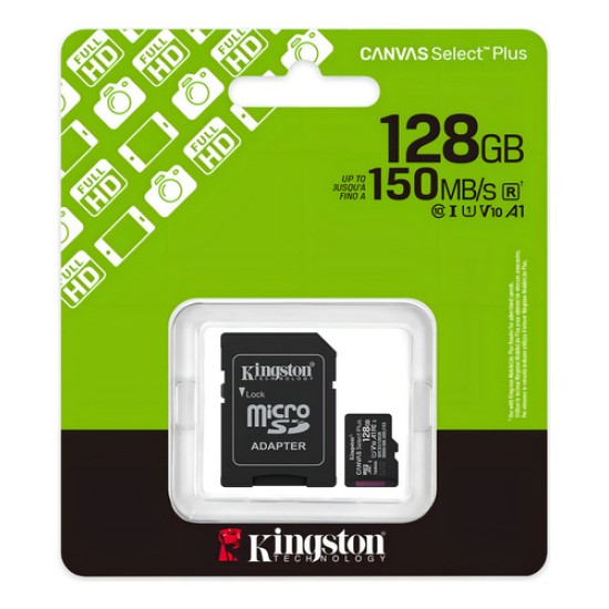 Tarjeta de Memoria Micro SD Kingston Canvas Select Plus 128GB Clase 10