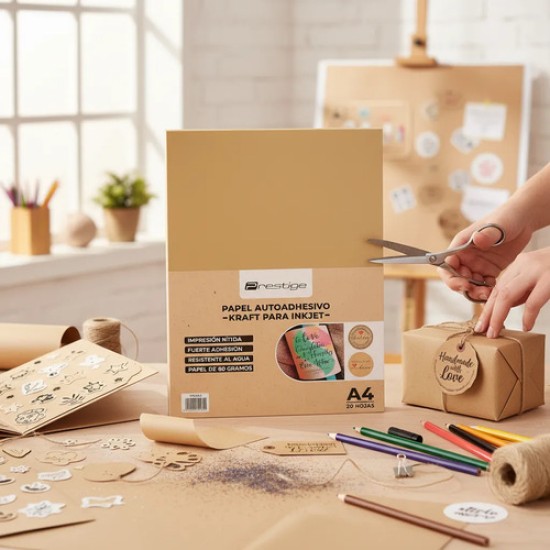 Papel Autoadhesivo Kraft Imprimible Resistente Al Agua A4