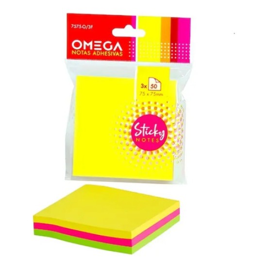 Block Notas Autoadhesivas 75x75 150 Unid. 3 Colores Flúo