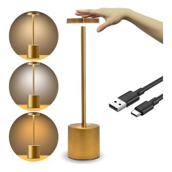Lámpara De Mesa Led Recargable Dorada Everest 40cm