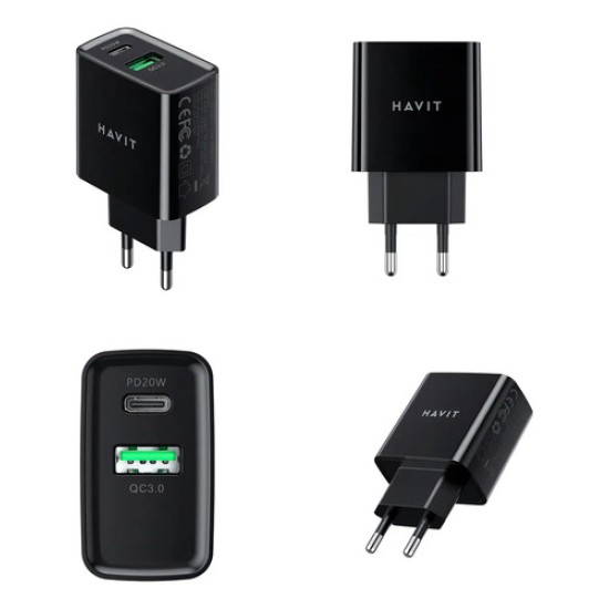 Cargador De Pared Puerto Usb A + Usb C 20w Havit Uc111 Pro