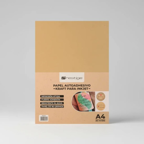 Papel Autoadhesivo Kraft Imprimible Resistente Al Agua A4
