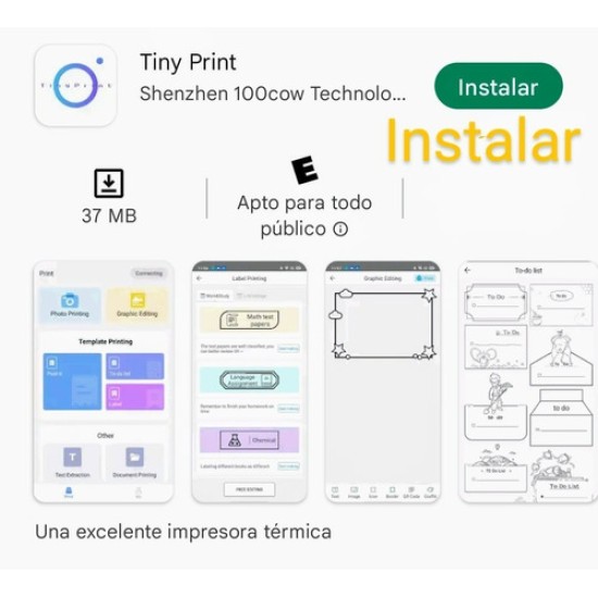 Mini Impresora Térmica Portátil + Rollo Papel Color Ibicra