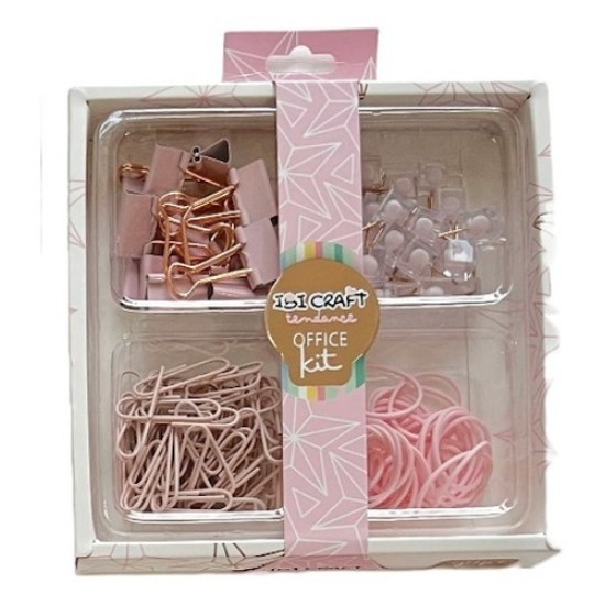 Kit Office Tendance Set De Escritorio Rosa Metálico X4
