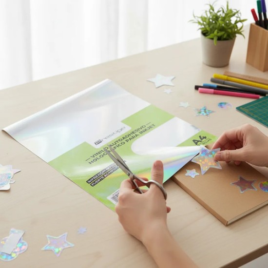 Vinilo Autoadhesivo Holográfico A4 10 Hojas Para Inkjet