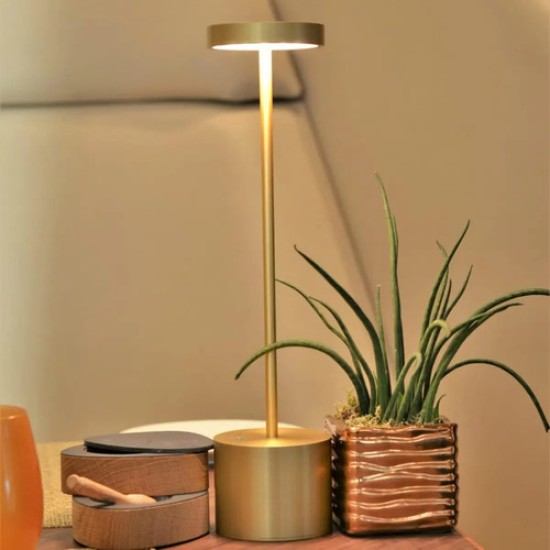 Lámpara De Mesa Led Recargable Dorada Everest 40cm