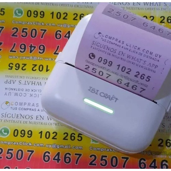 Mini Impresora Térmica Portátil + Rollo Papel Color Ibicra