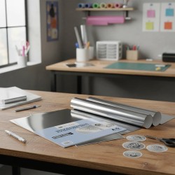 Vinilo Autoadhesivo Plateado A4 10 Hojas Para Inkjet