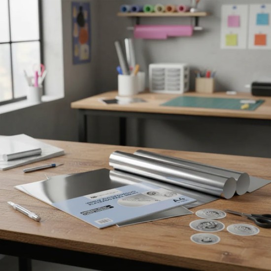 Vinilo Autoadhesivo Plateado A4 10 Hojas Para Inkjet