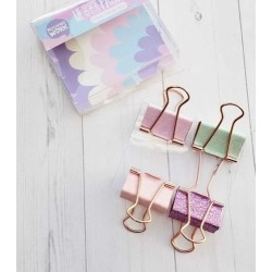 Apretapapel Clip Mooving Brillante Pastel Caja X4 Unidades
