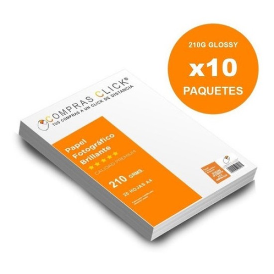 Papel Fotográfico Brillante 210gr 10 Paquetes A4 ComprasClick