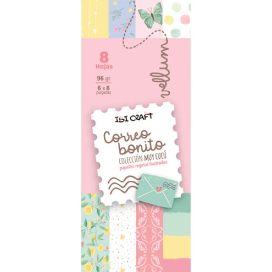 Papel Vegetal Ilustrado Correo Bonito Ibi Craft 8 Hojas