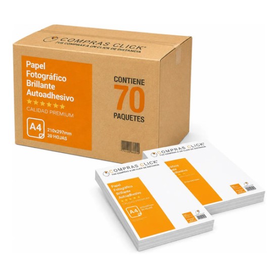 Caja 70 Paquetes Papel Fotográfico Adhesivo Brillante 130gr