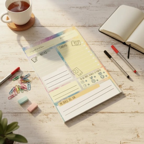 Planificador Diario Para Notas Con Íconos Redes Sociales A5