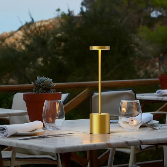 Lámpara De Mesa Led Recargable Dorada Everest 40cm