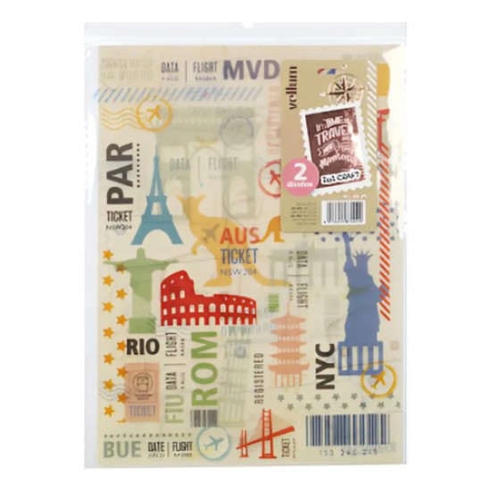Papel Vegetal Ilustrado Travel 96gr 15x20cm Sobre 2 Hojas