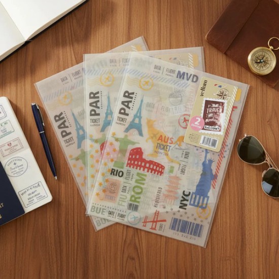 Papel Vegetal Ilustrado Travel 96gr 15x20cm Sobre 2 Hojas