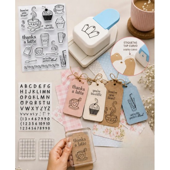 Kit Tags Personalizados Perforadora Y Muchos Sellos Divino