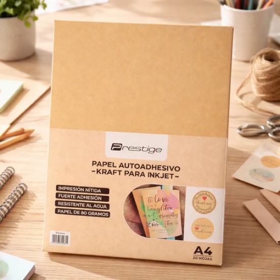 Papel Autoadhesivo Kraft Imprimible Resistente Al Agua A4