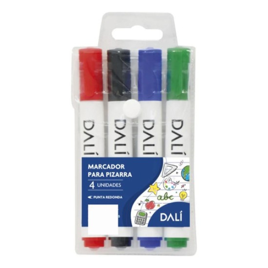 Pack X 4 Unidades Marcadores Para Pizarra 4 Colores Dalí